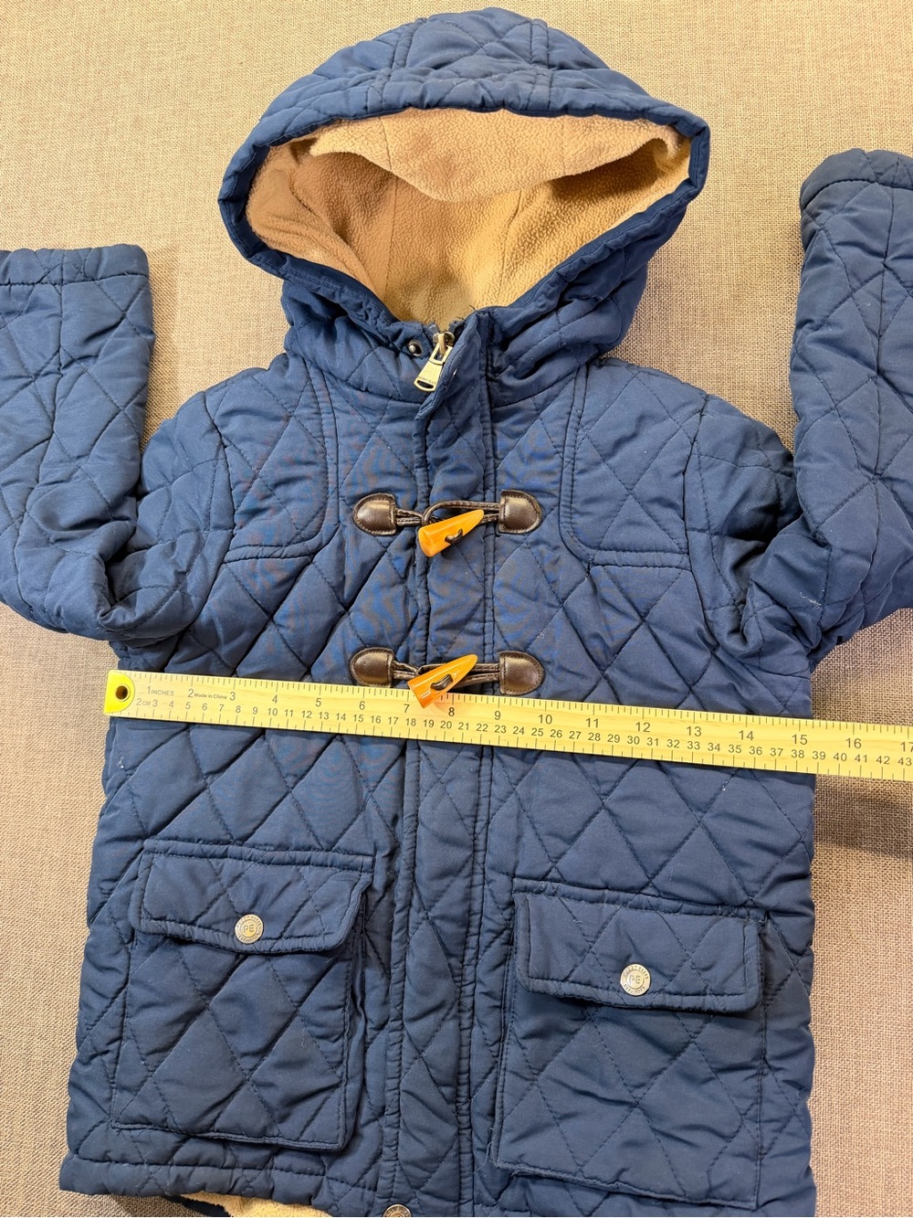Perry Ellis Boys Navy Quilted Hooded Toggle Coat Size 6 - Picture 5 of 10